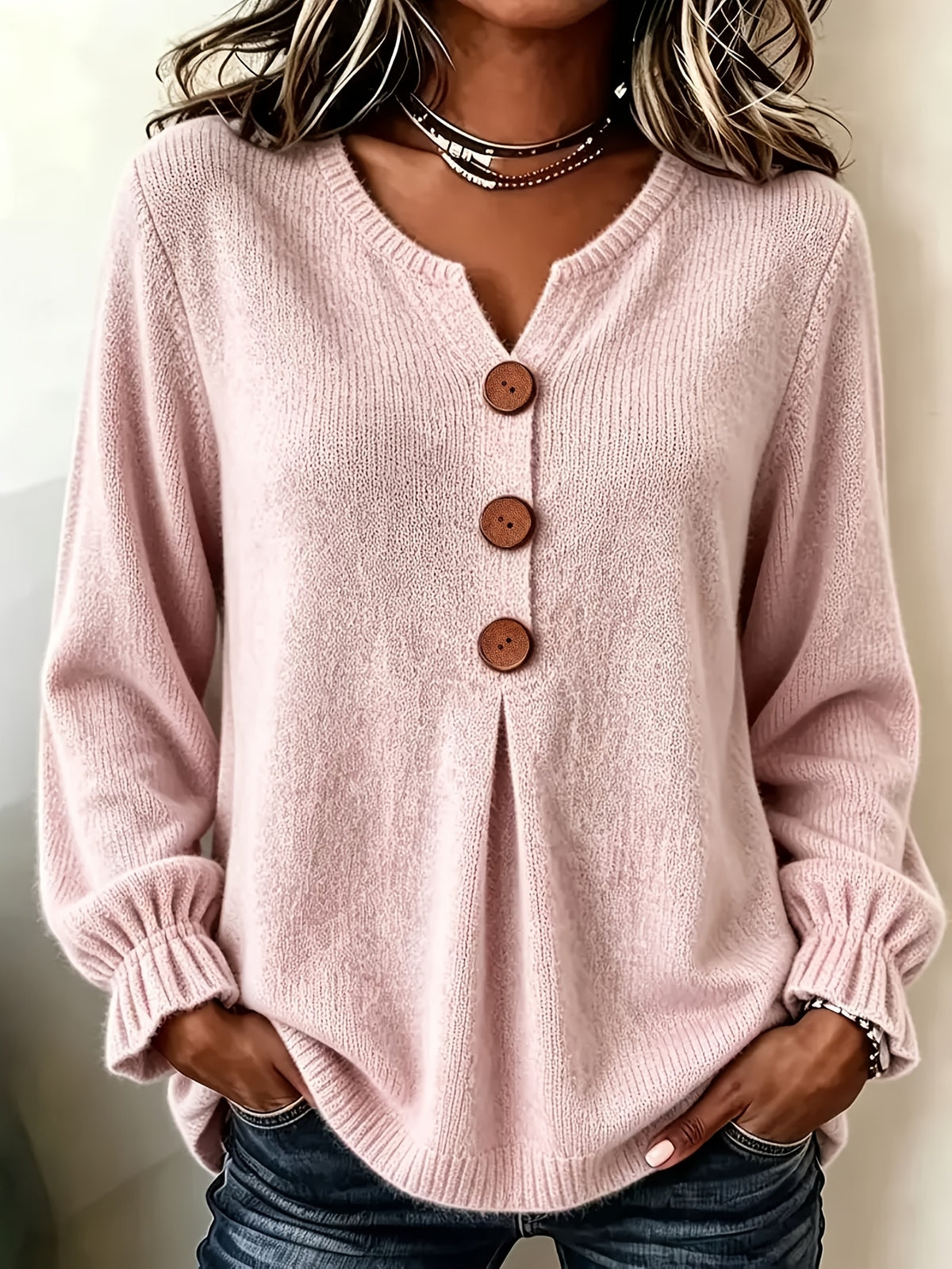 Cozy Pullover with Bell and Long Sleeves