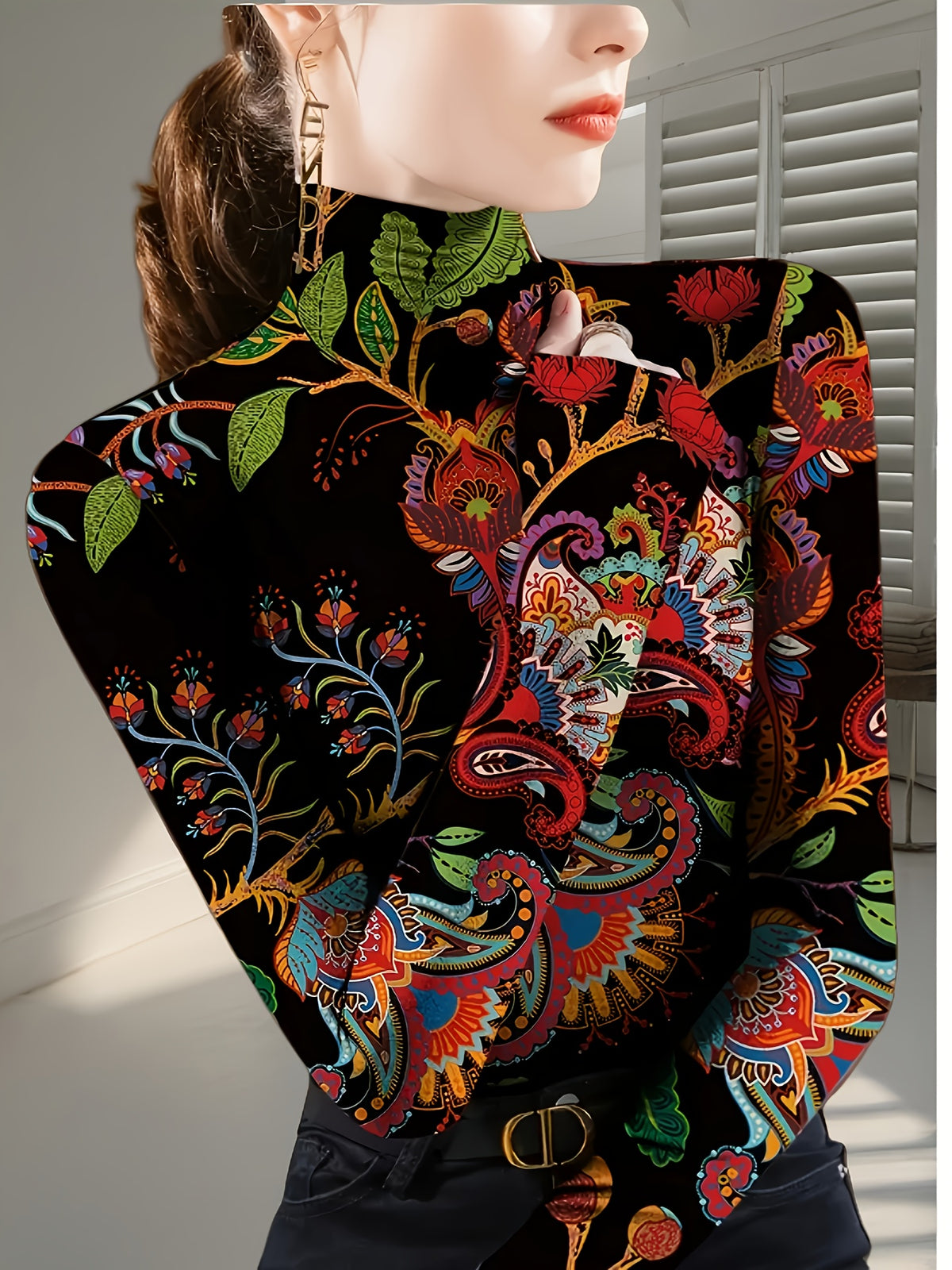Josefine | Floral High-Neck Turtleneck