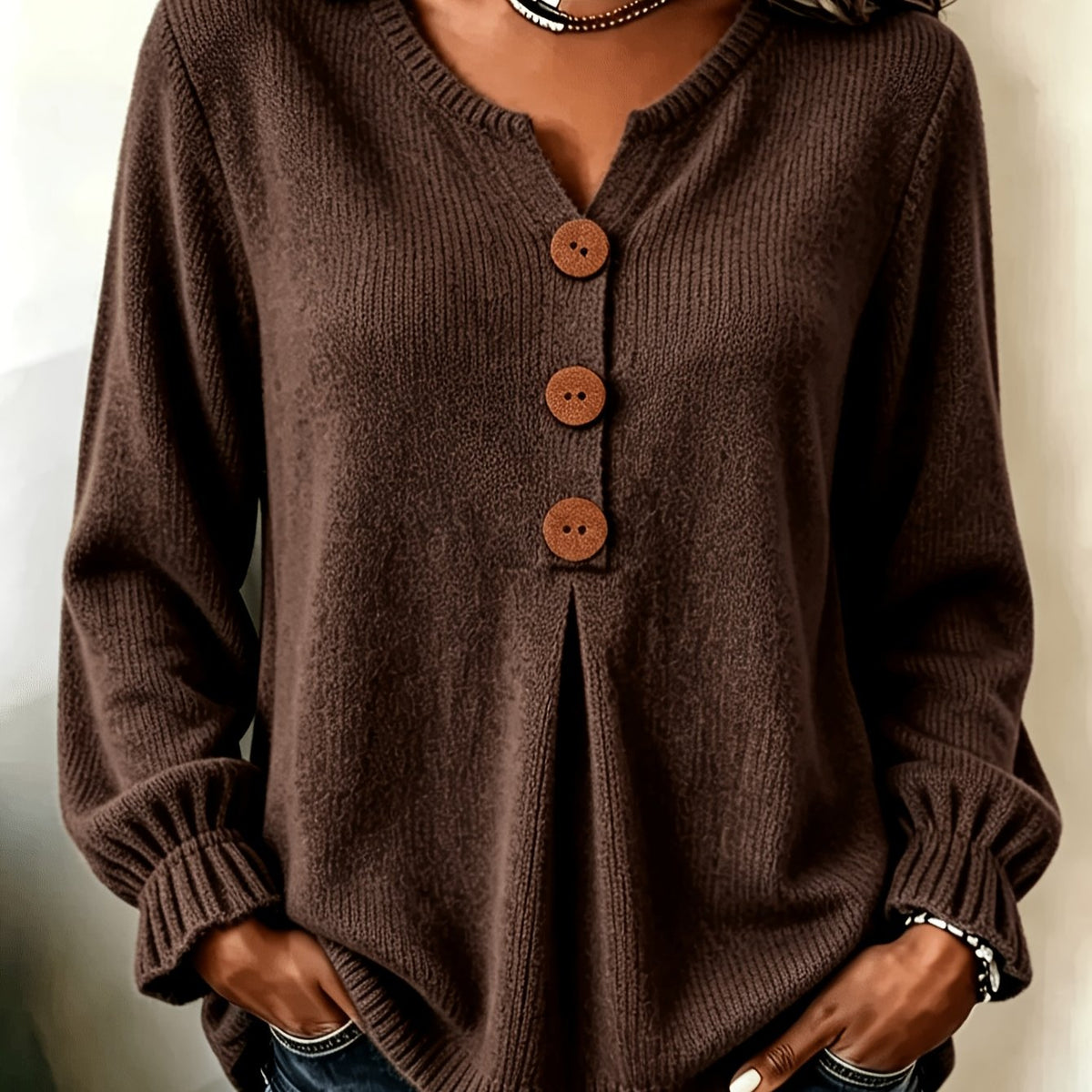 Cozy Pullover with Bell and Long Sleeves