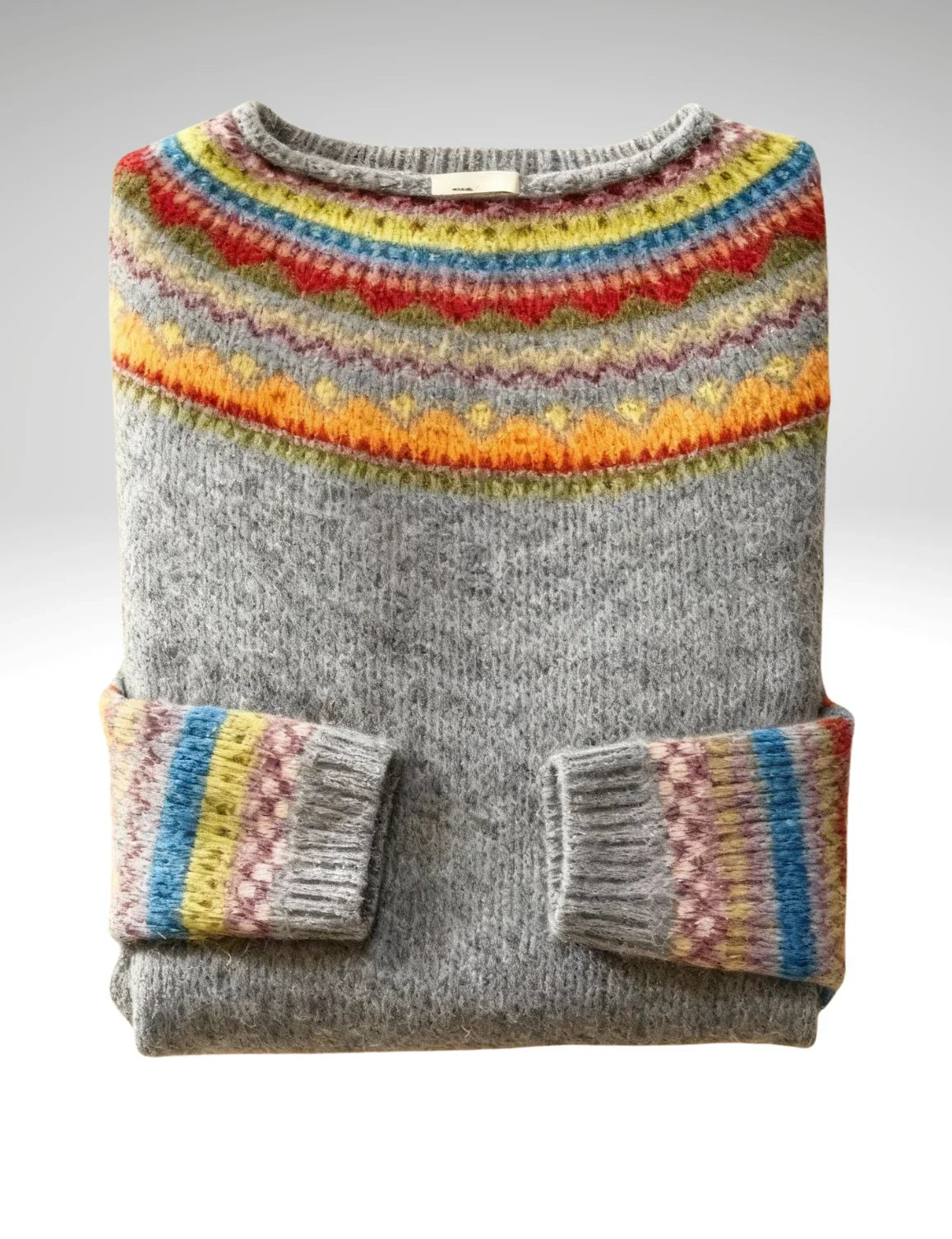 Heritage Yoke Jumper — Heather Grey Multicolour