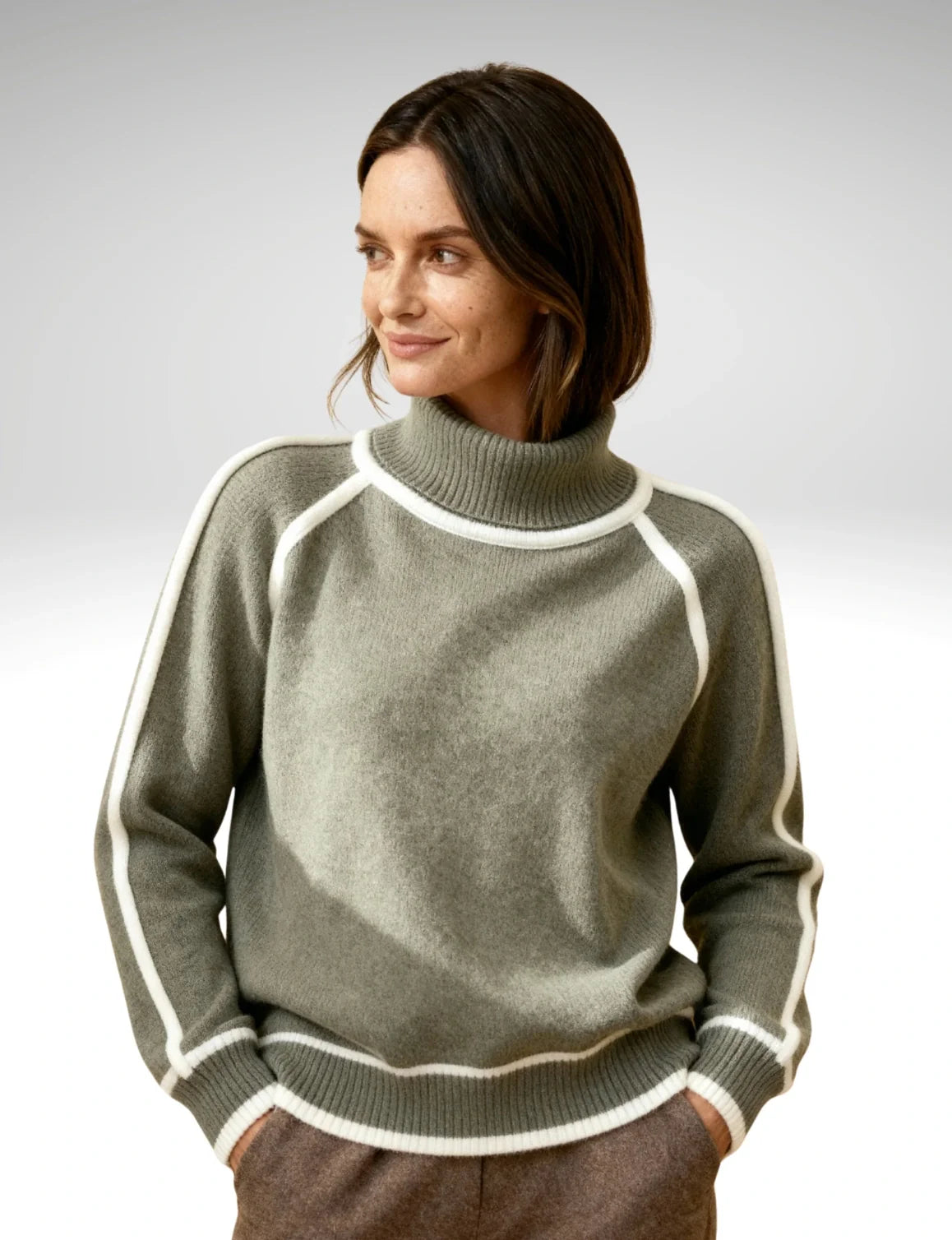 Piped Turtleneck Jumper