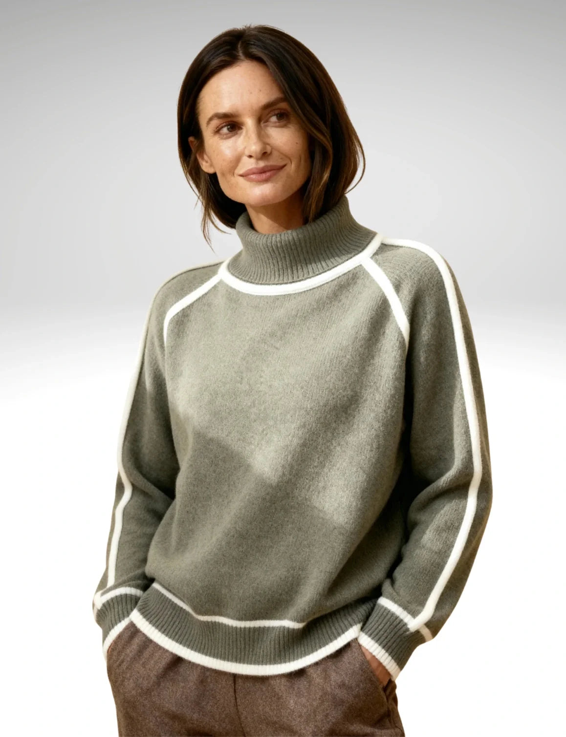 Piped Turtleneck Jumper