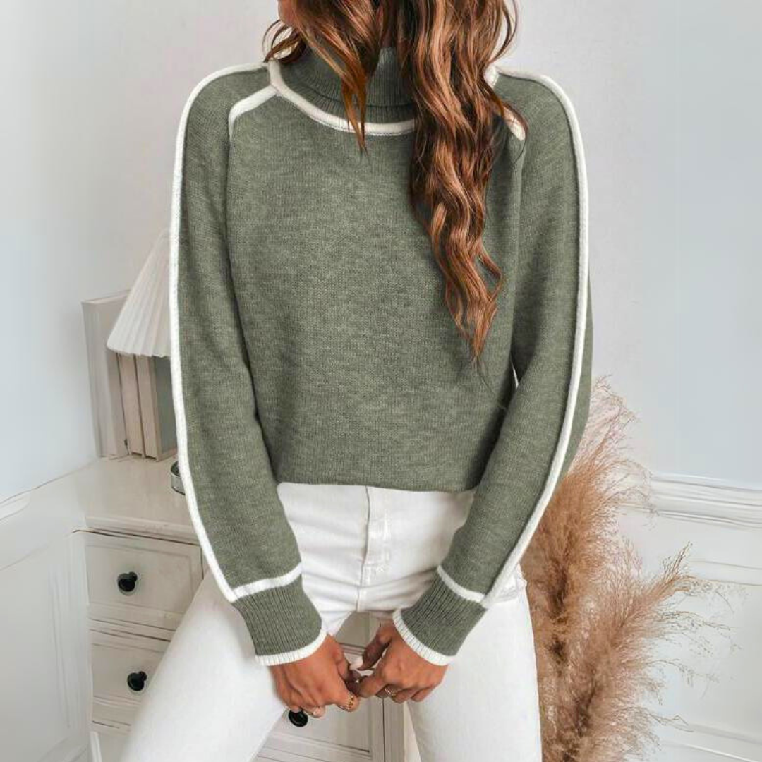 Piped Turtleneck Jumper