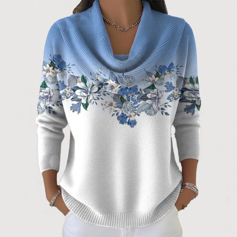 Alba| Floral Cotton Sweater with High Neck