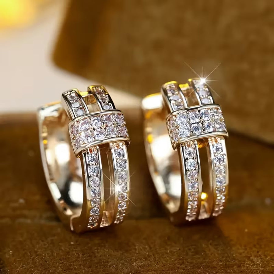 Triple Row Pavé Huggie Earrings