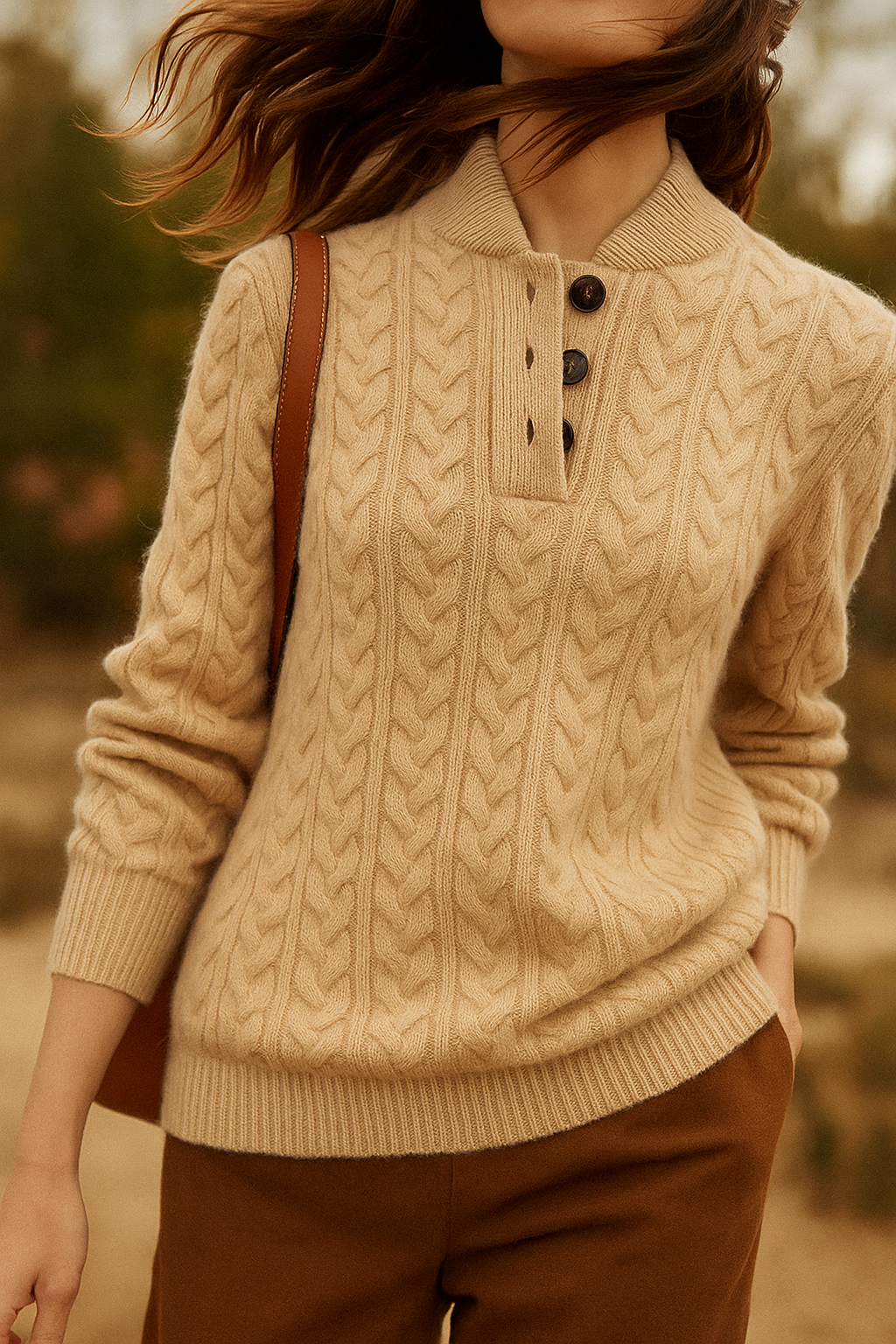 Arden Button-Up Cashmere Sweater