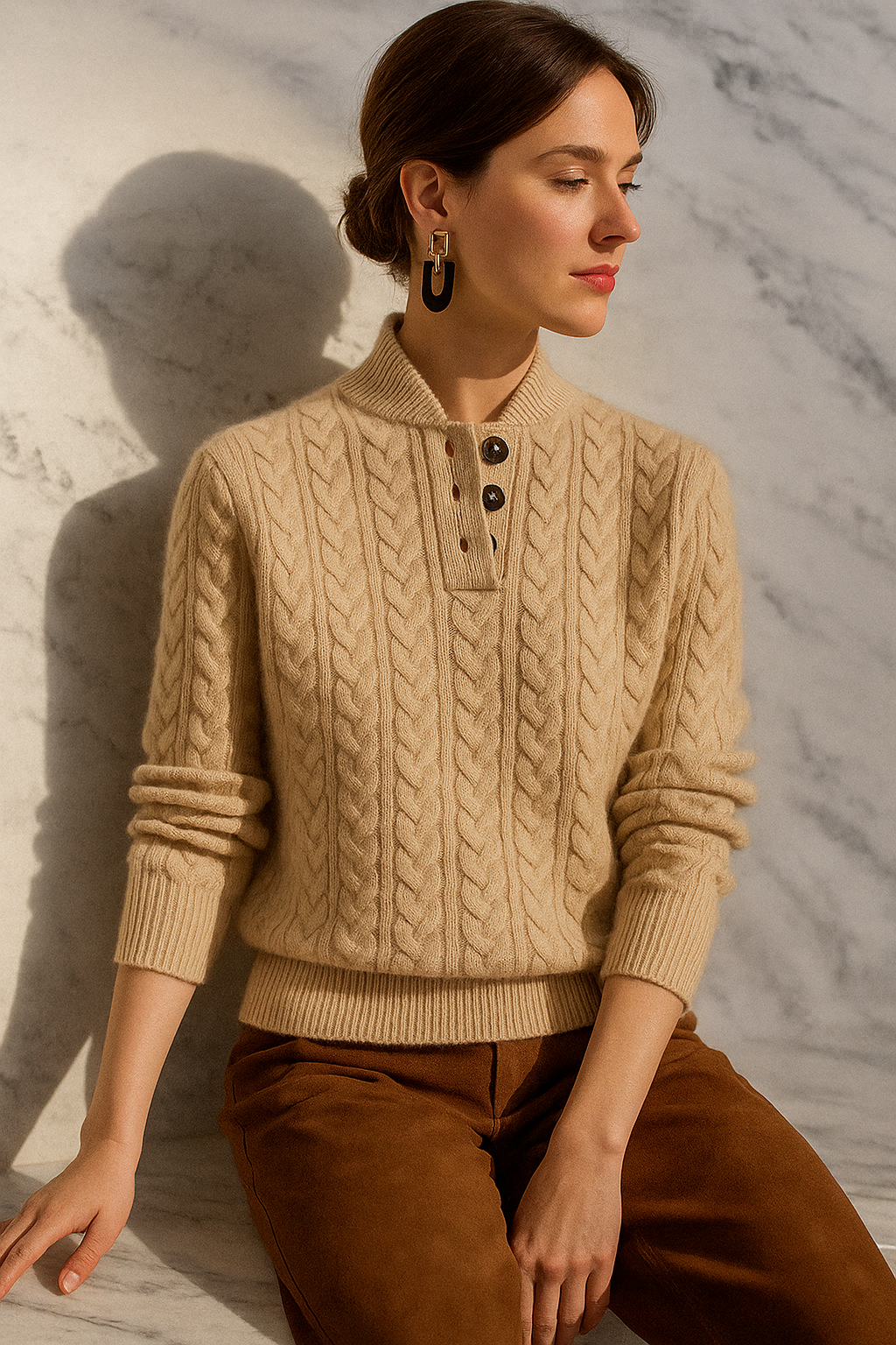 Arden Button-Up Cashmere Sweater