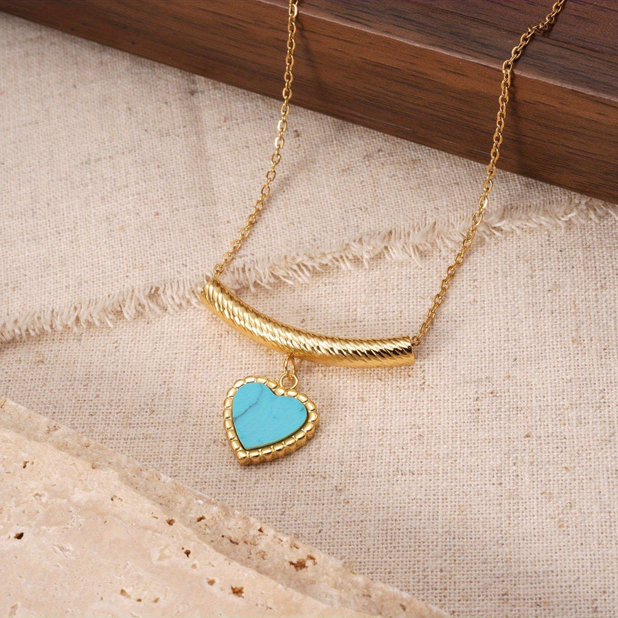 Bohemian Heart Shaped Turquoise Pendant Necklace