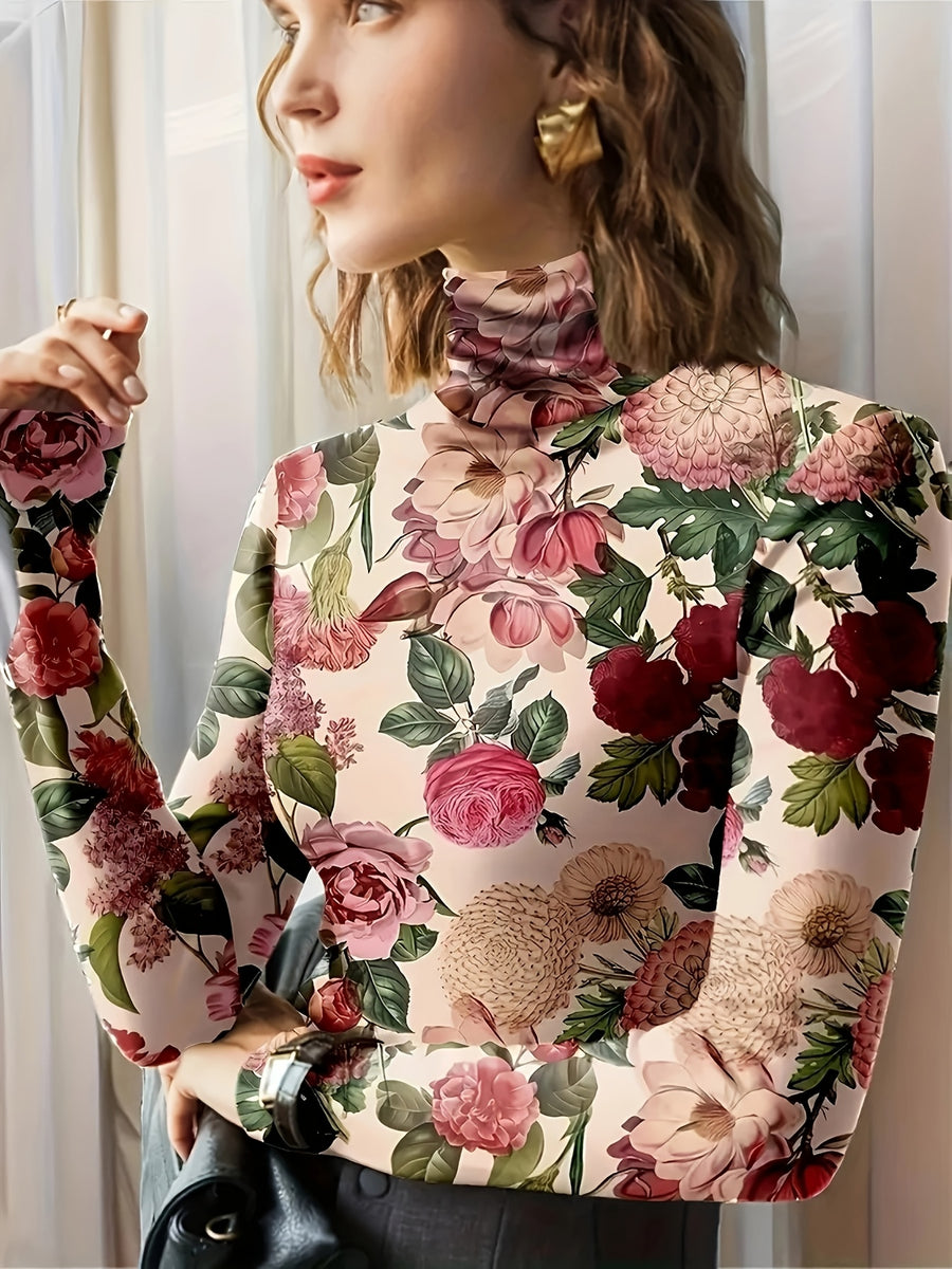 Rosalind | Floral High-Neck Turtleneck