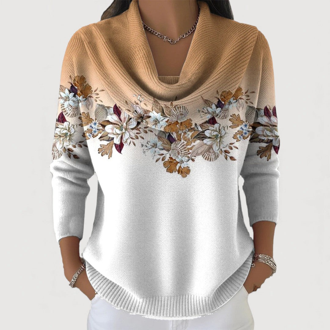 Alba| Floral Cotton Sweater with High Neck