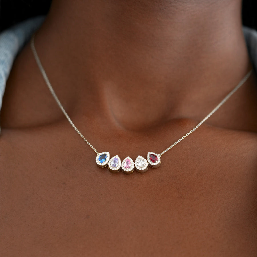 Tears of Joy Teardrop Family Birthstone Necklace