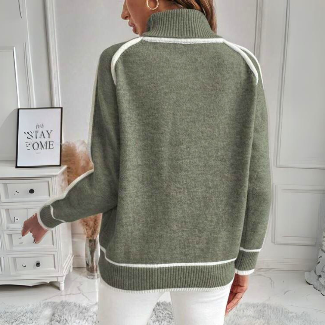 Piped Turtleneck Jumper