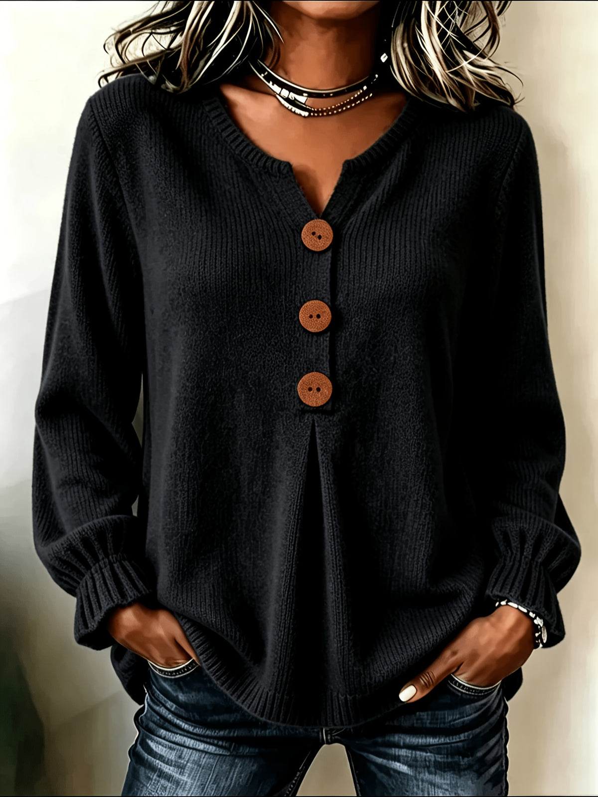 Cozy Pullover with Bell and Long Sleeves