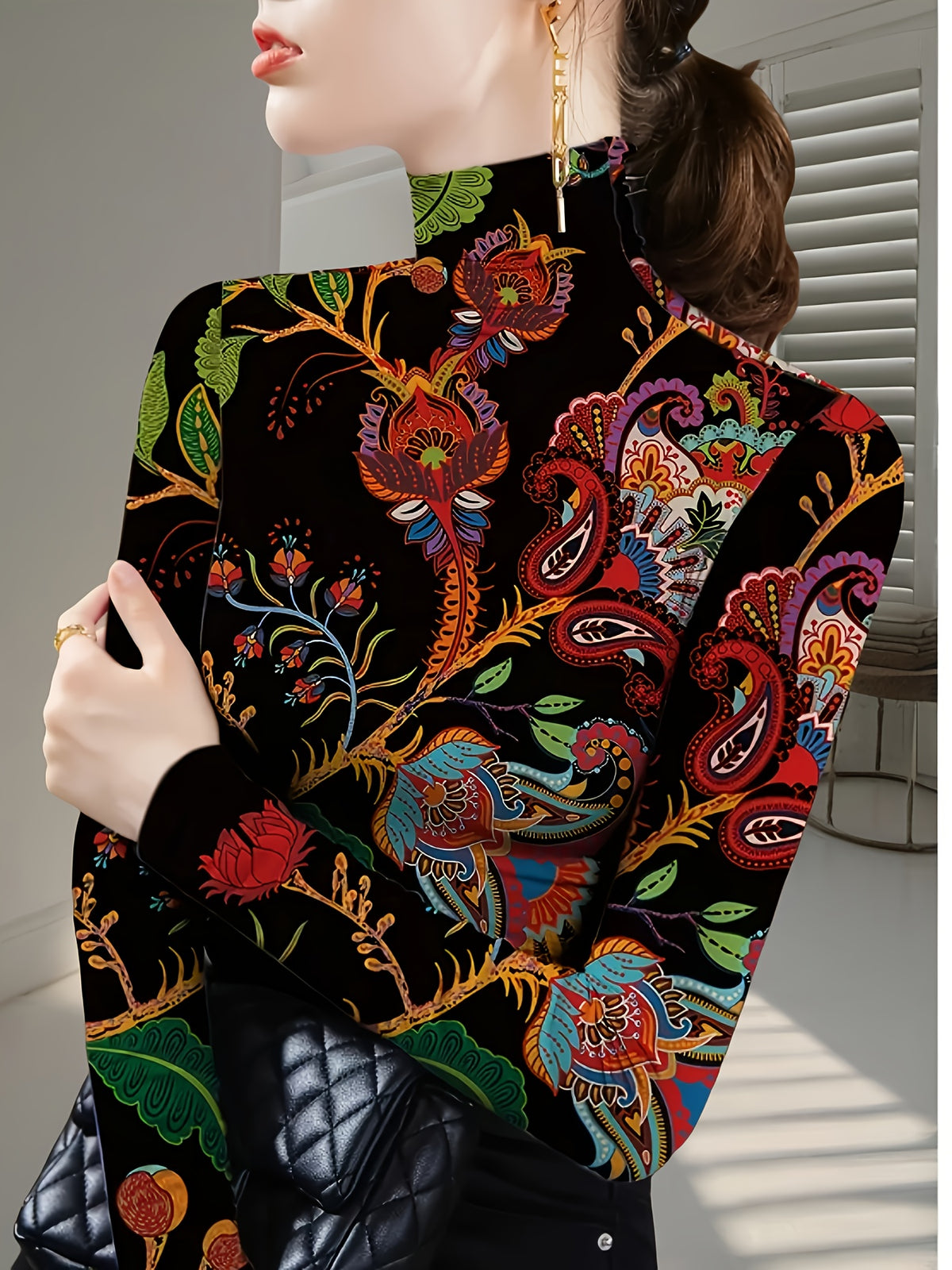 Josefine | Floral High-Neck Turtleneck