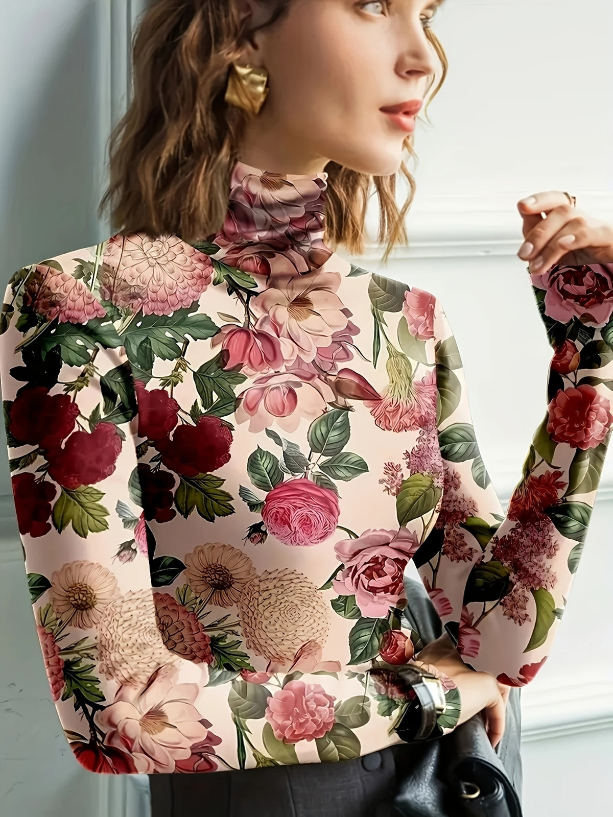 Rosalind | Floral High-Neck Turtleneck