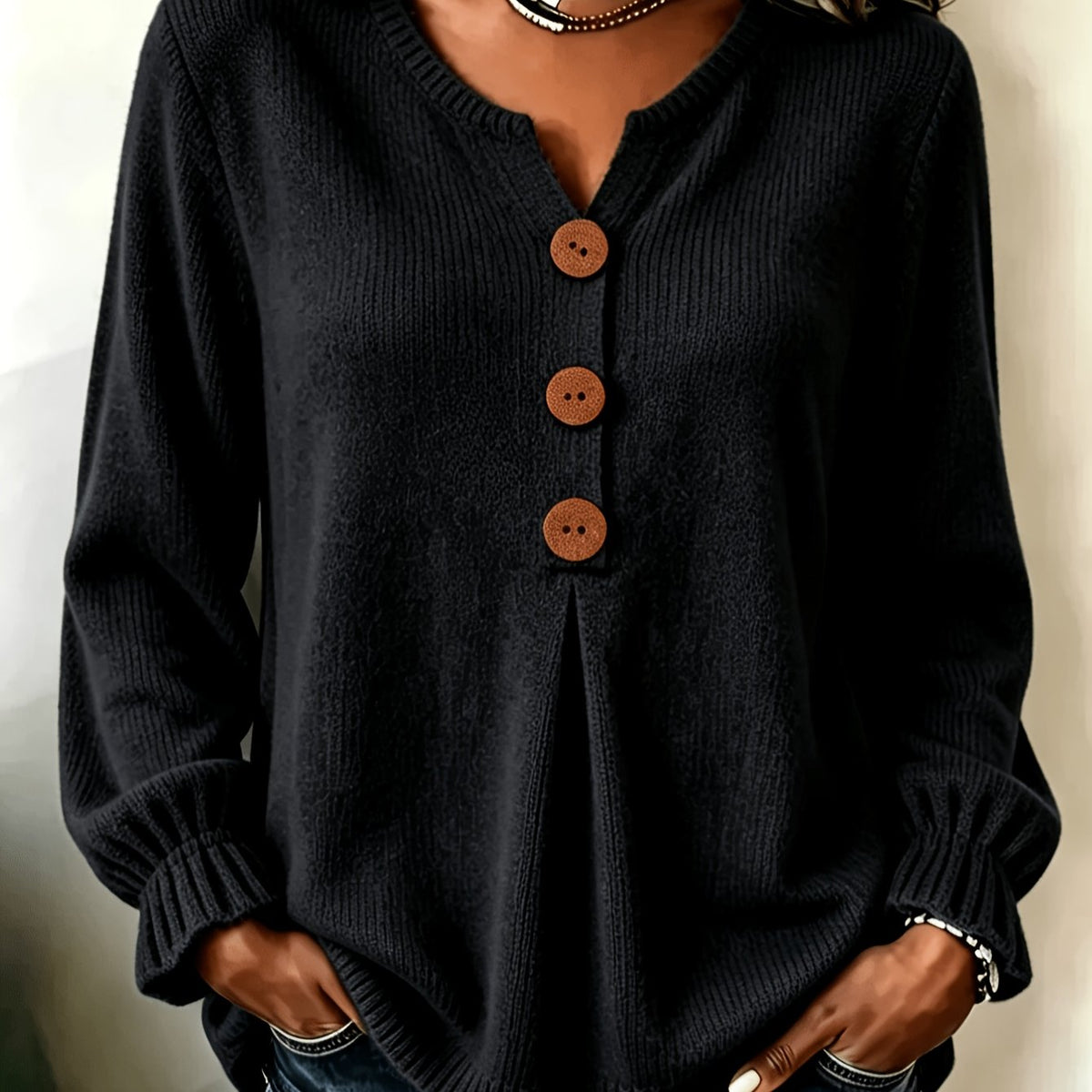 Cozy Pullover with Bell and Long Sleeves