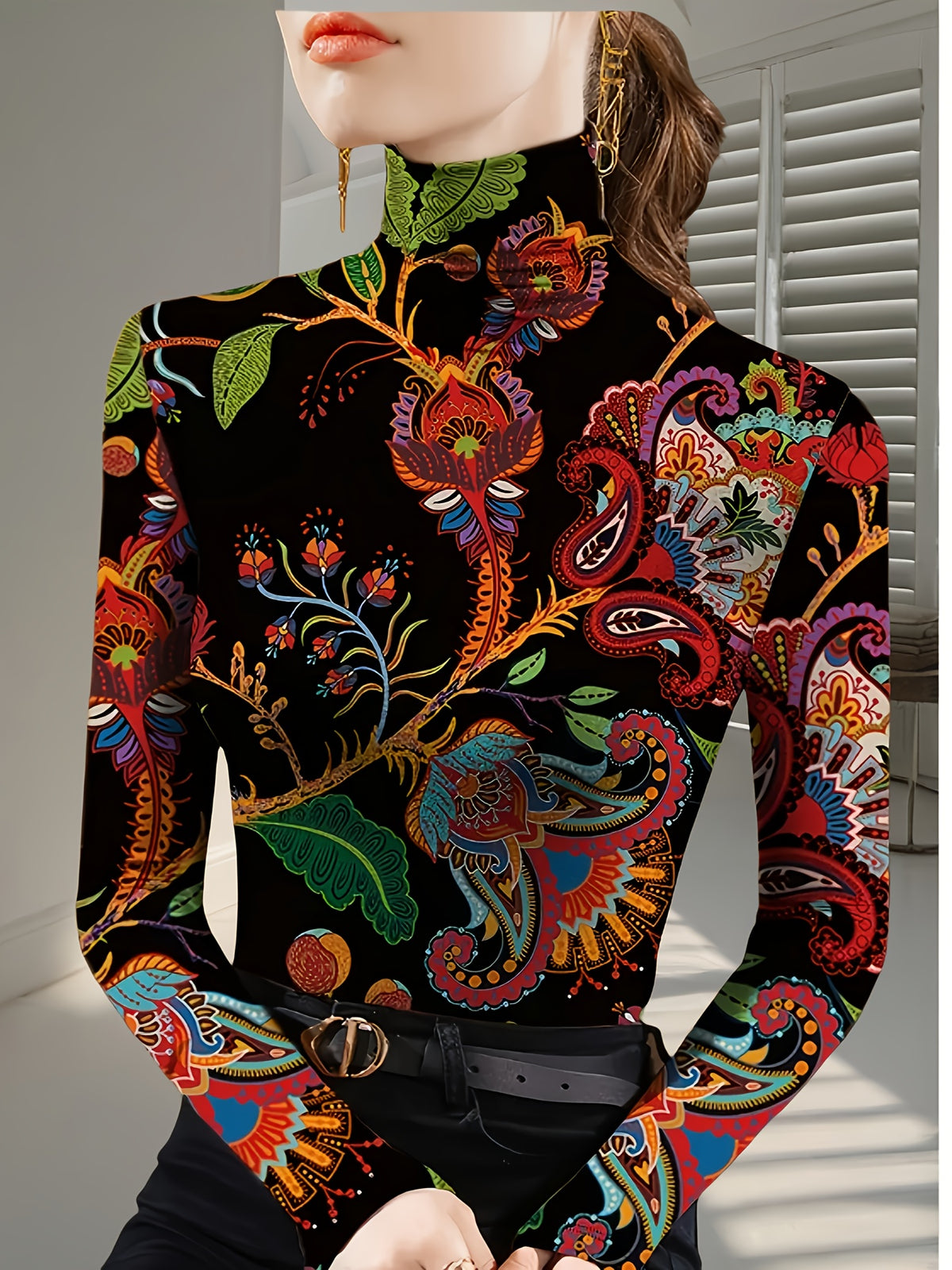 Josefine | Floral High-Neck Turtleneck