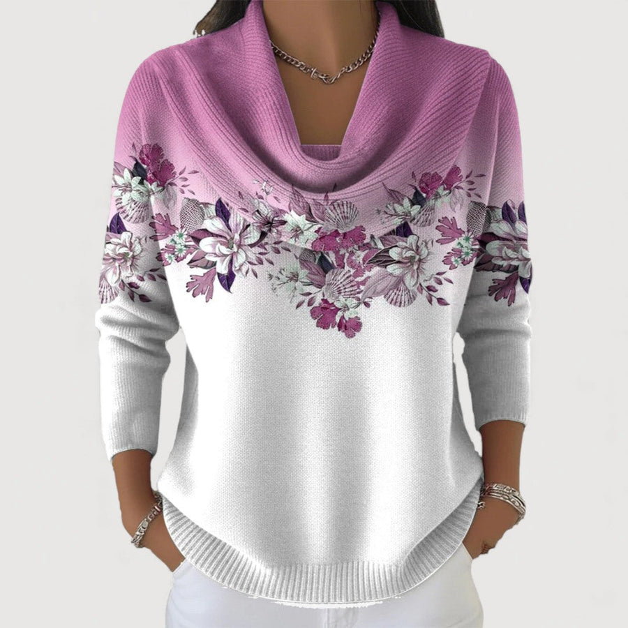 Alba| Floral Cotton Sweater with High Neck