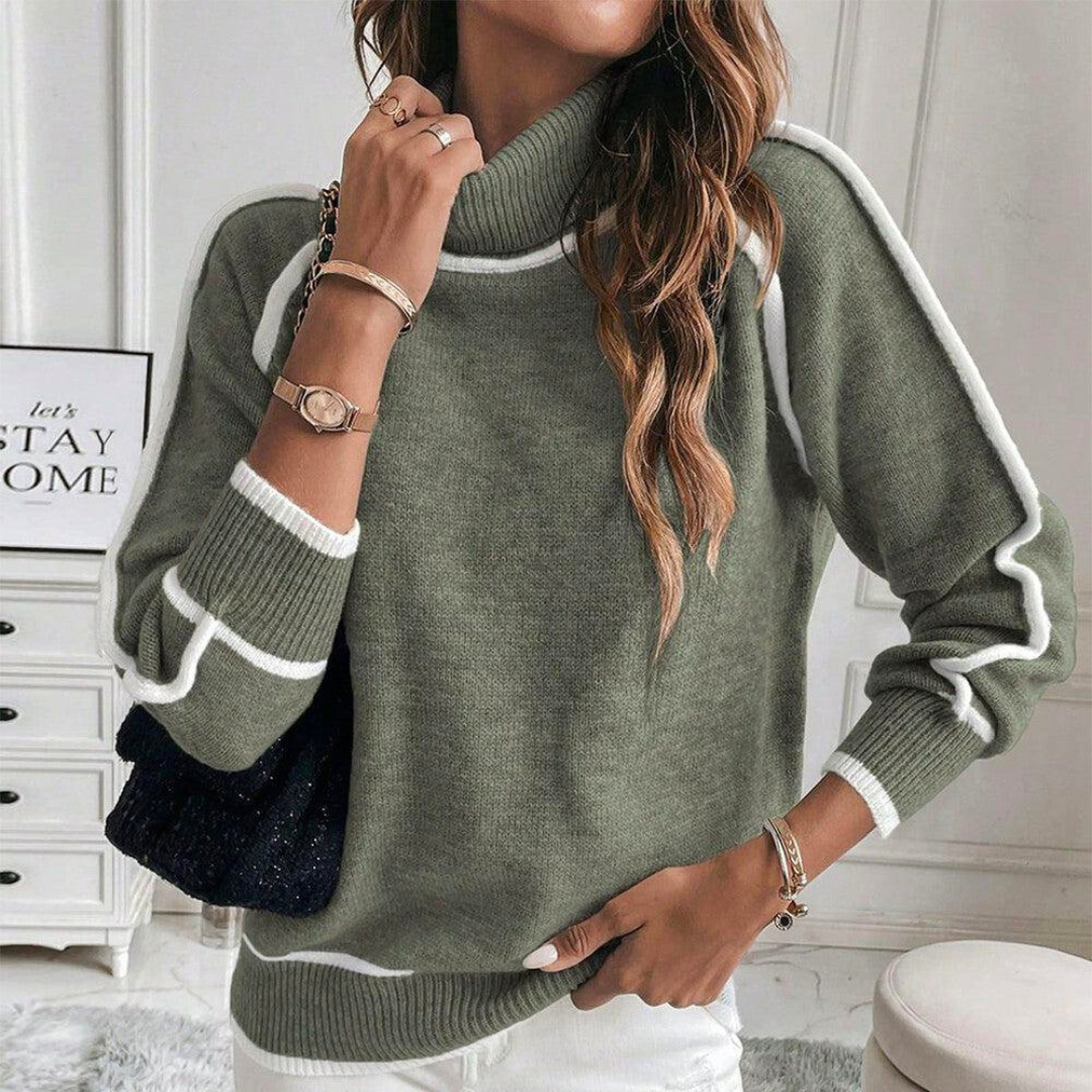 Piped Turtleneck Jumper