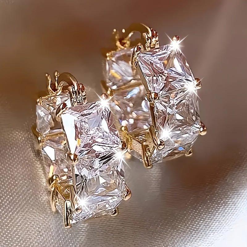 Vintage Boho Style Clear Cubic Zirconia Drop Earrings