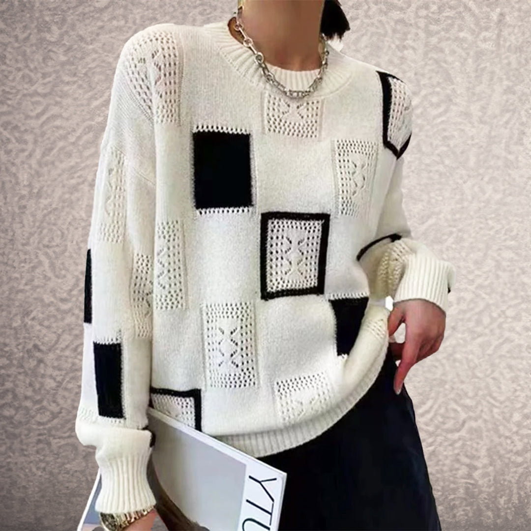Monochrome Patchwork Knit Jumper