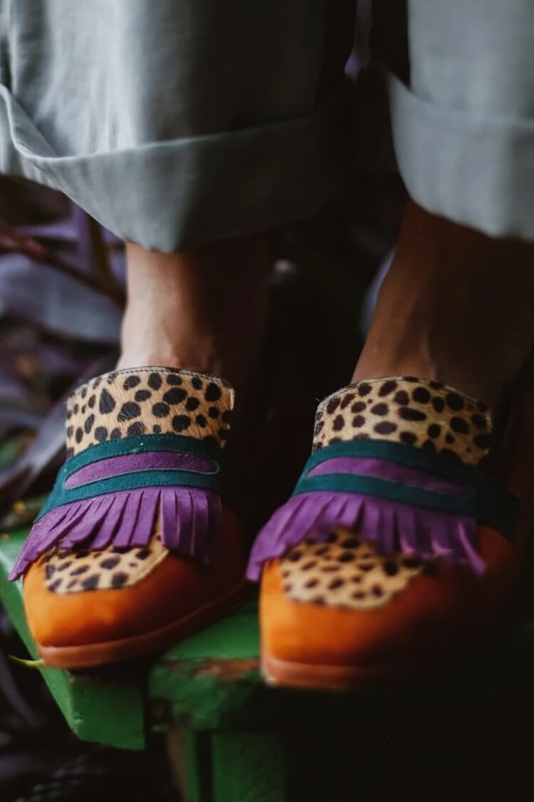 Loafer with Fringes and Animal Print