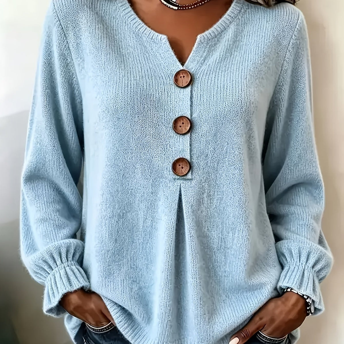 Cozy Pullover with Bell and Long Sleeves