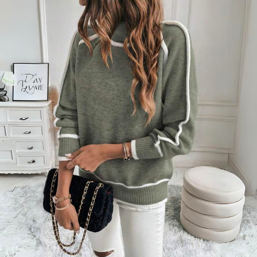 Piped Turtleneck Jumper