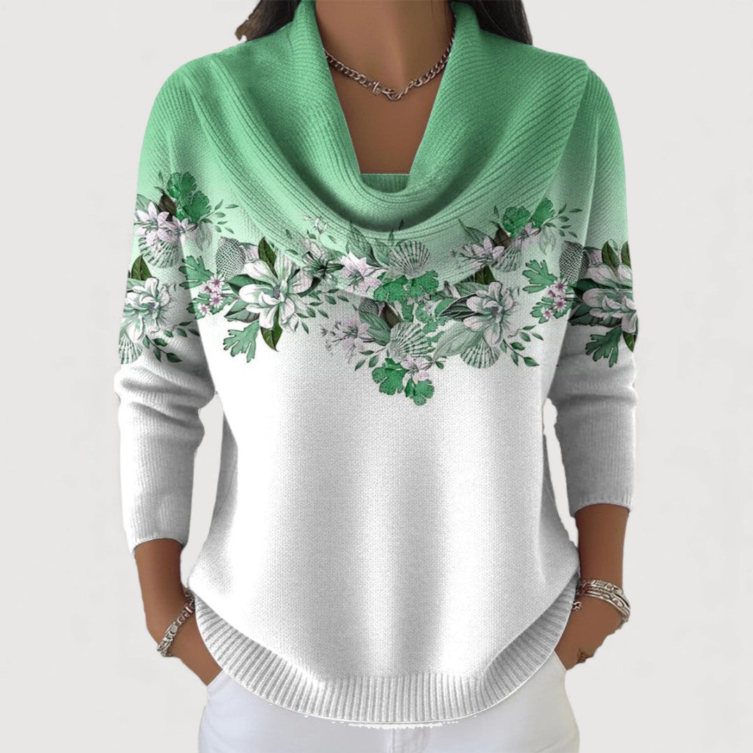 Alba| Floral Cotton Sweater with High Neck