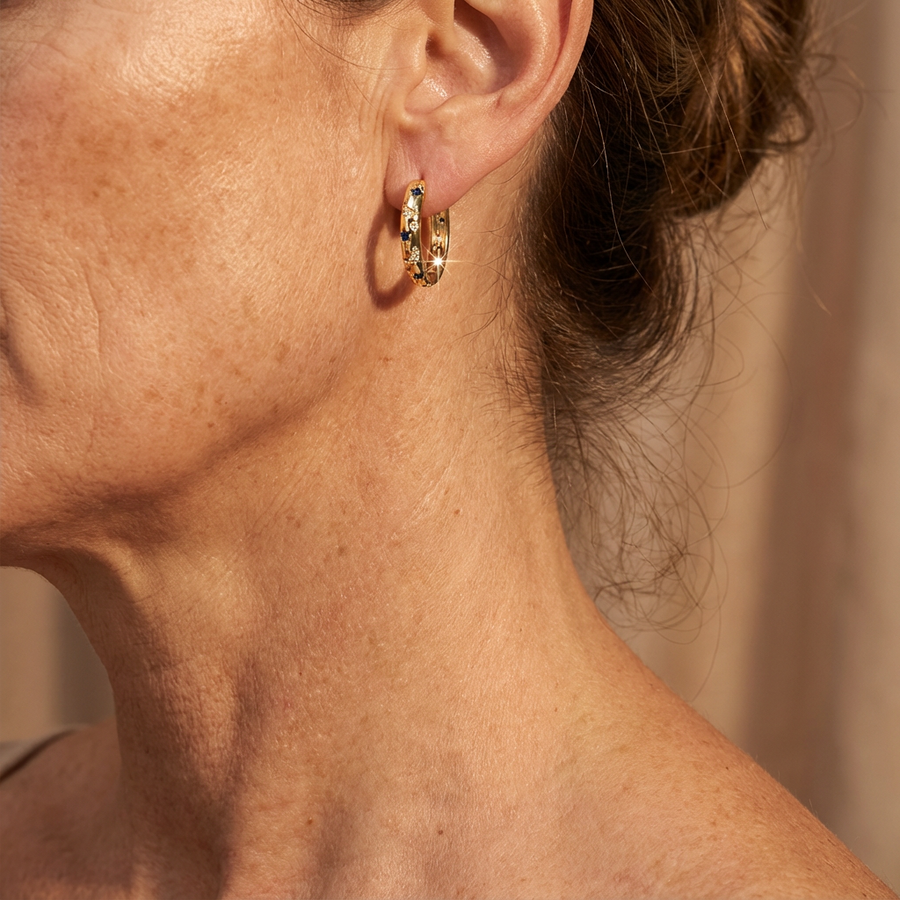 Vintage Celestial Star Hoop Earrings