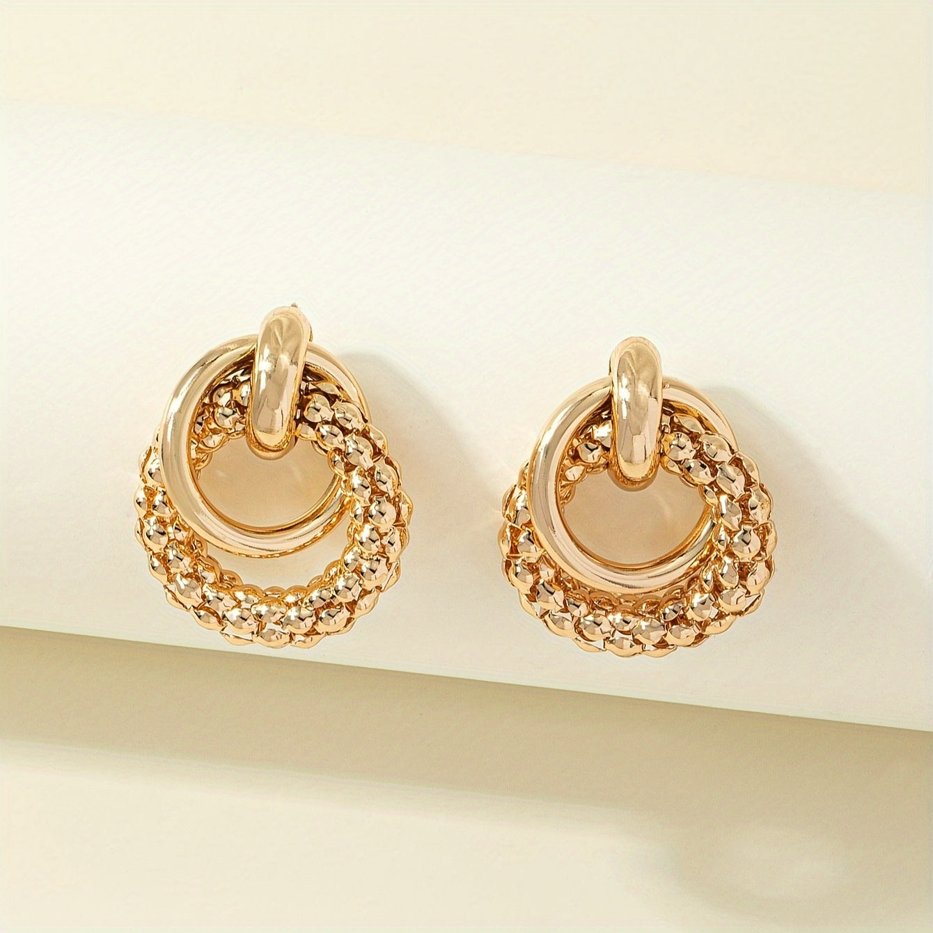 Elegant Circle Design Gold-Tone Geometric Earrings