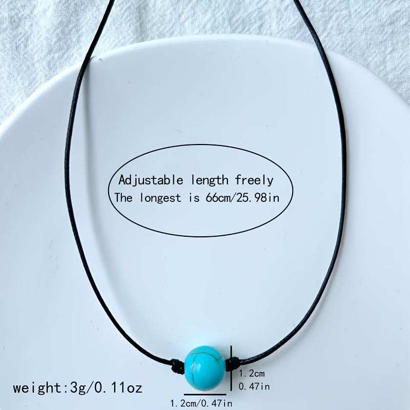 Bohemian Turquoise Stone Bead Adjustable Necklace