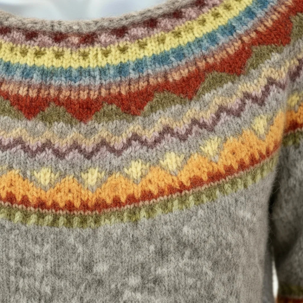 Heritage Yoke Jumper — Heather Grey Multicolour