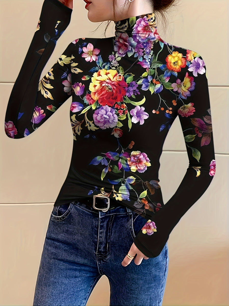 Vivian | Floral High-Neck Turtleneck