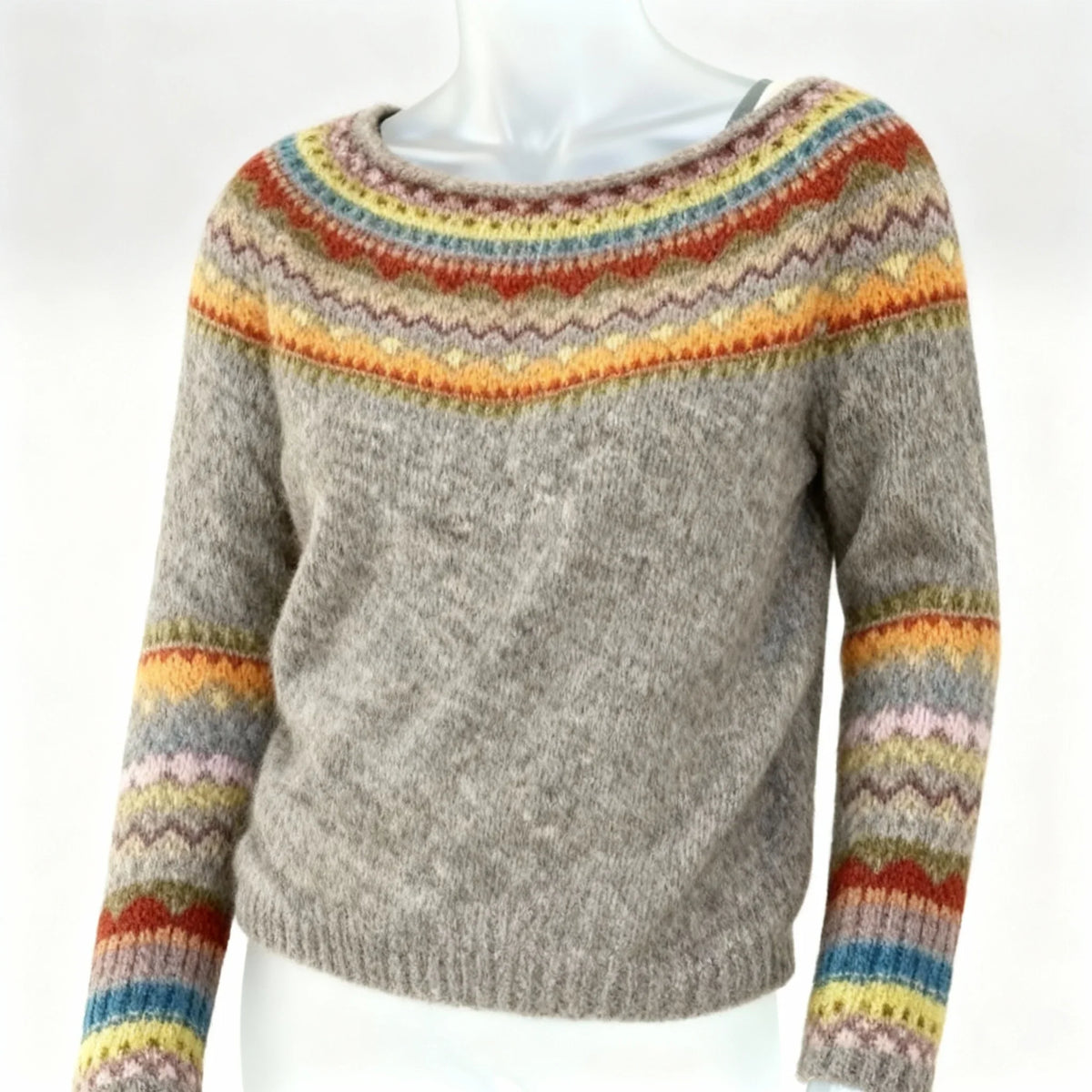 Heritage Yoke Jumper — Heather Grey Multicolour