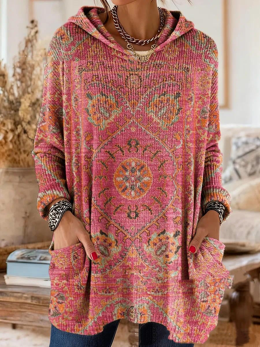 Alice Retro Ethnic Print Hooded Tunic