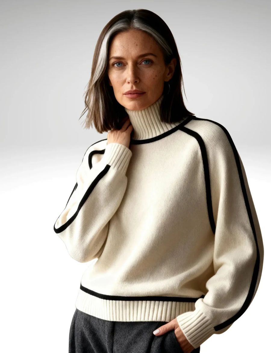 Contrast Trim Roll-Neck Jumper