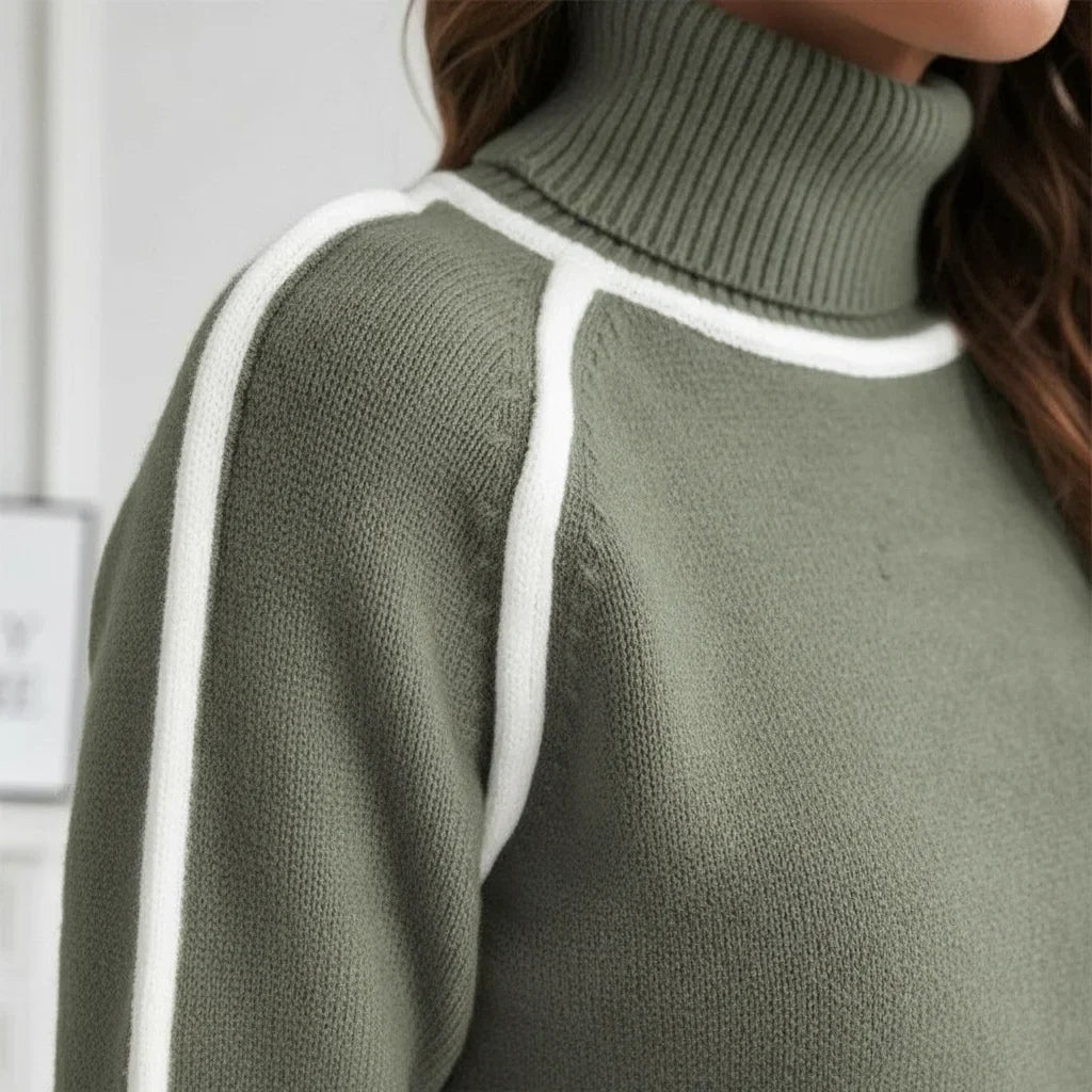 Piped Turtleneck Jumper