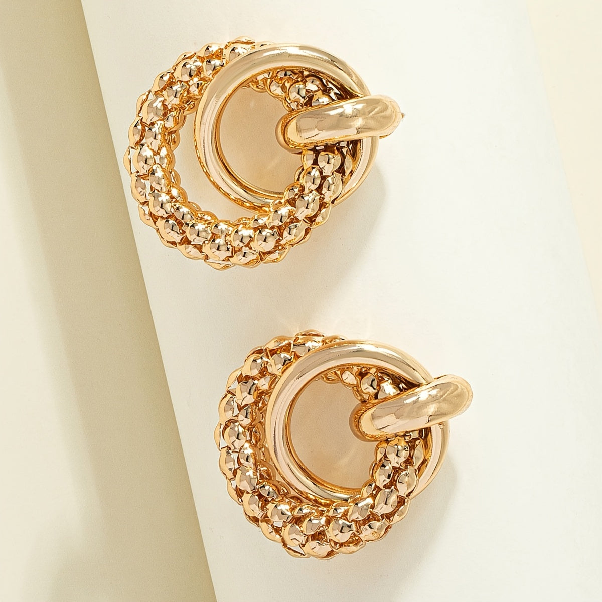 Elegant Circle Design Gold-Tone Geometric Earrings