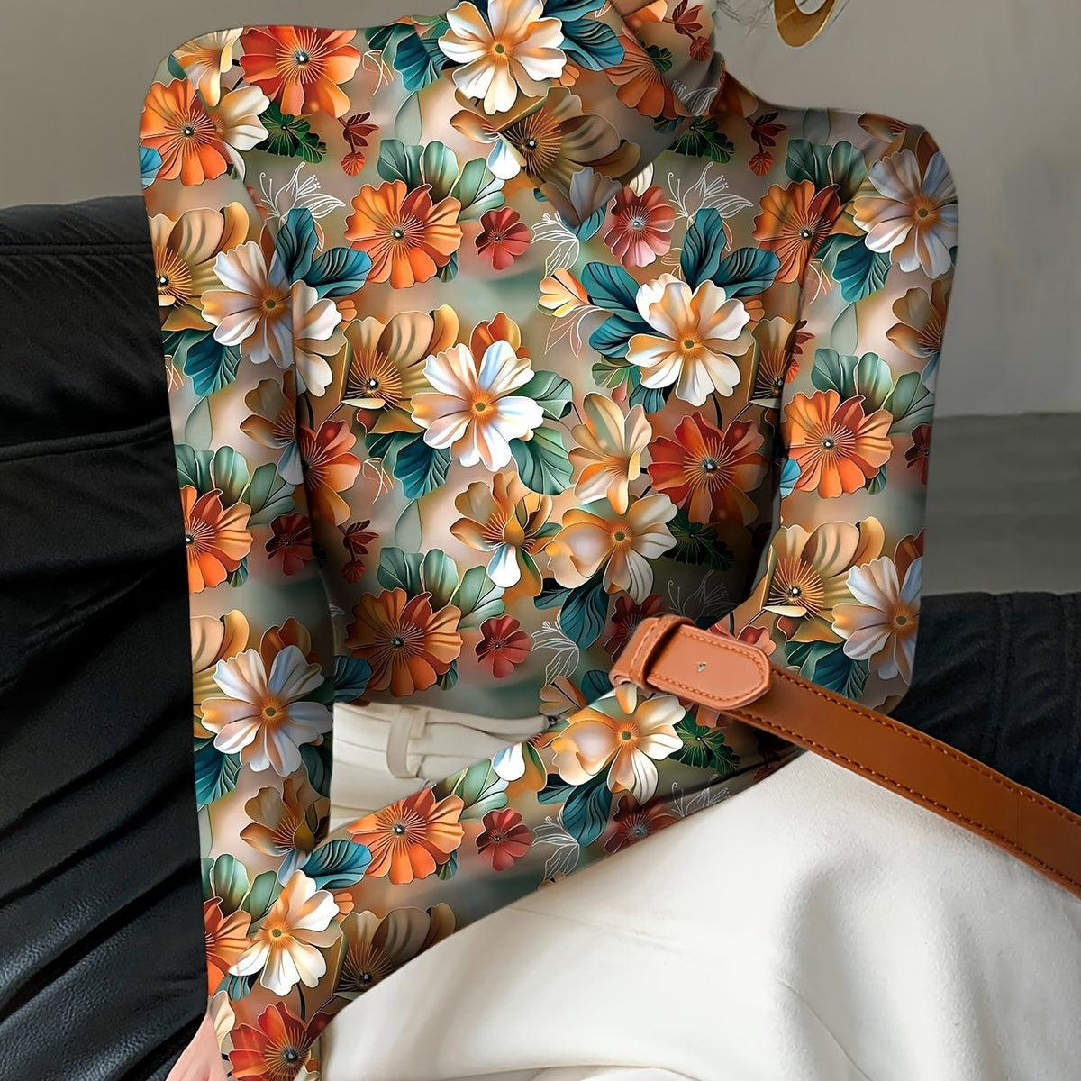 Lucille | Floral High-Neck Turtleneck