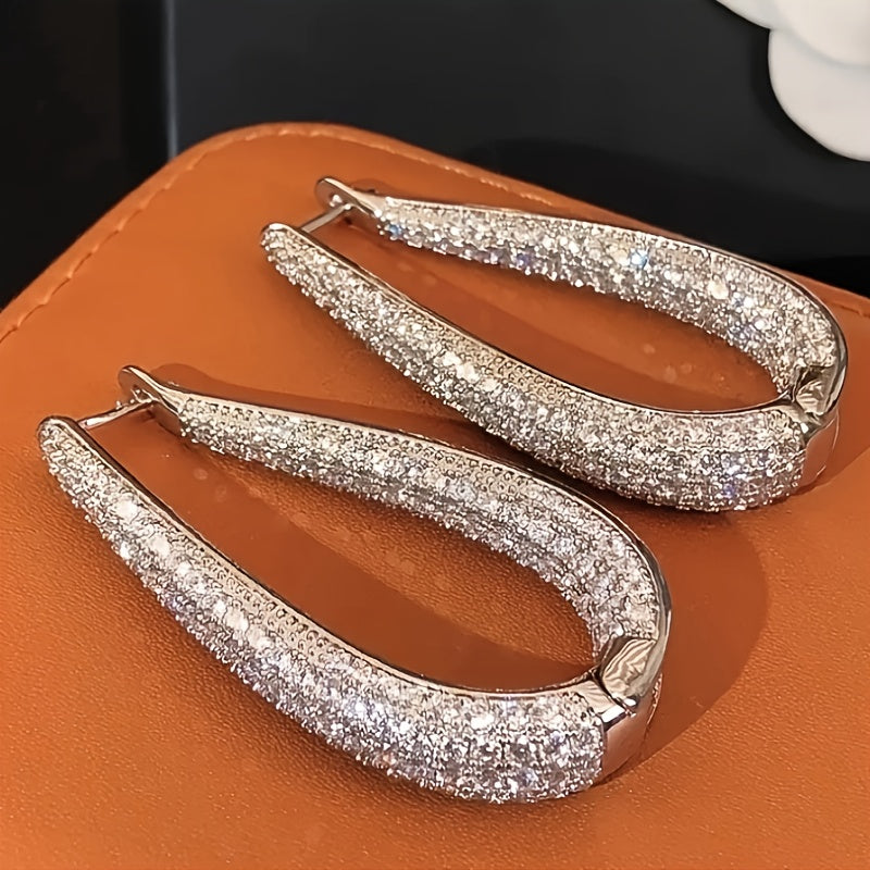 Elegant Cubic Synthetic Zirconia Hoop Earring