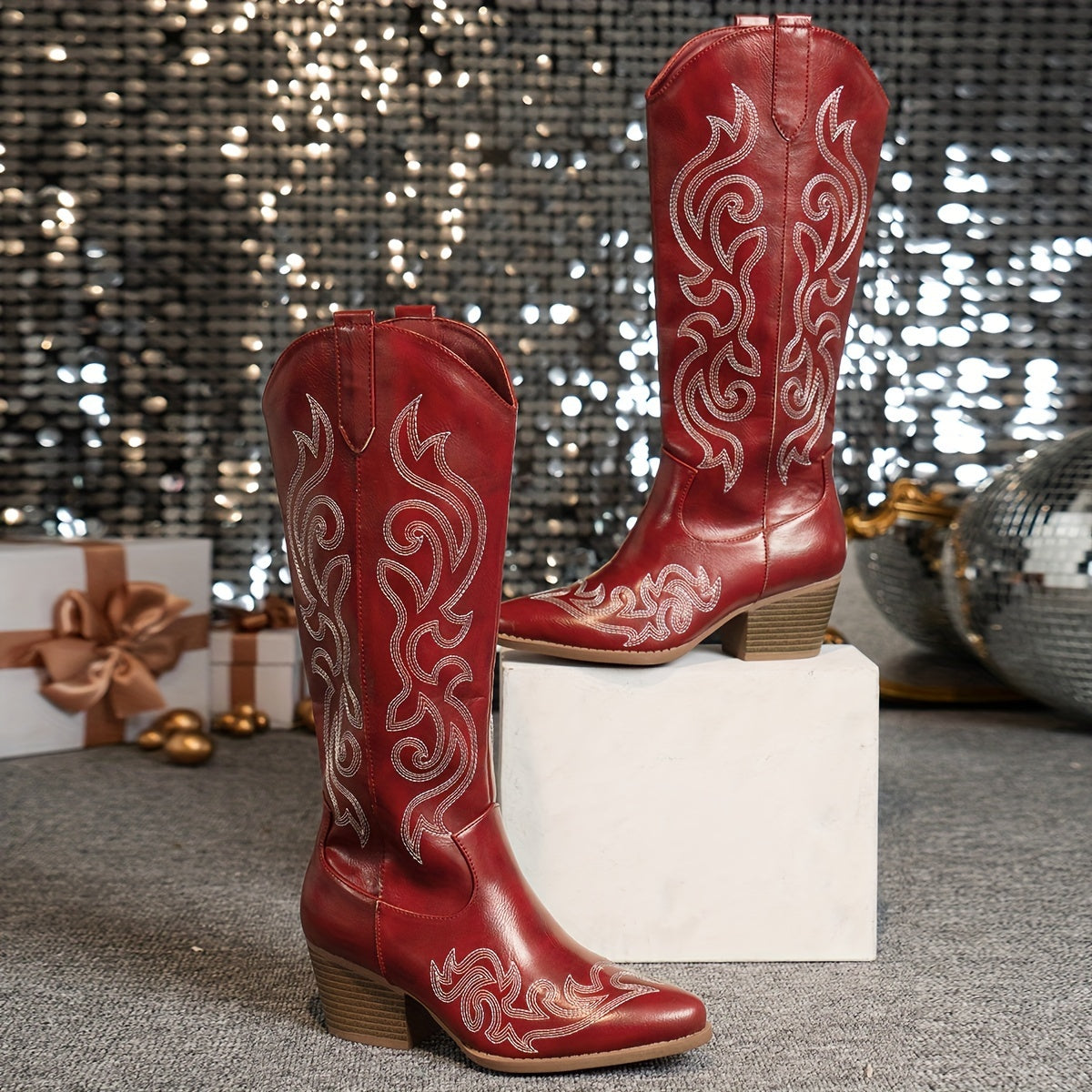 Cowboy Boots For Women | Knee-High Block Heel