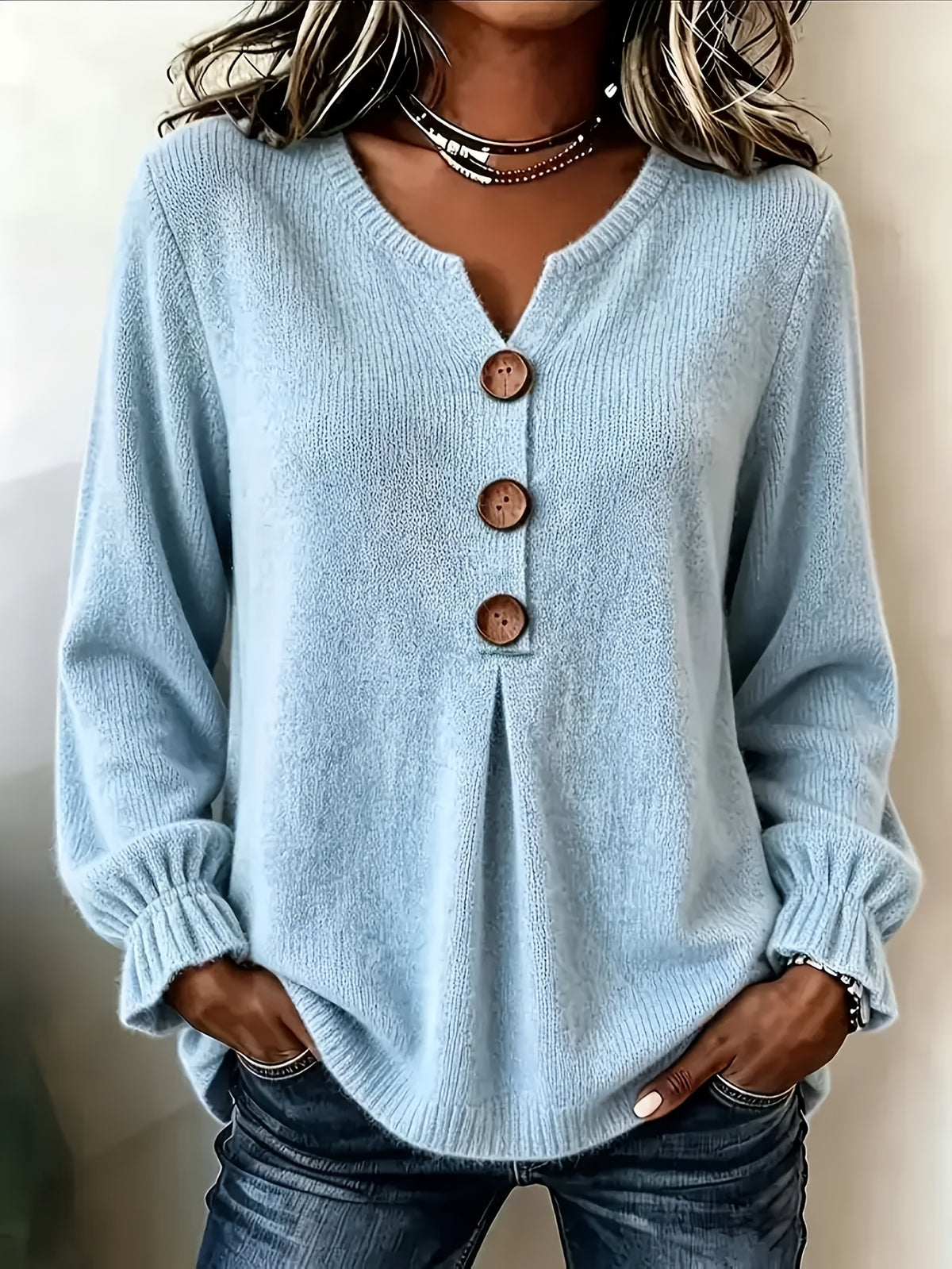 Cozy Pullover with Bell and Long Sleeves