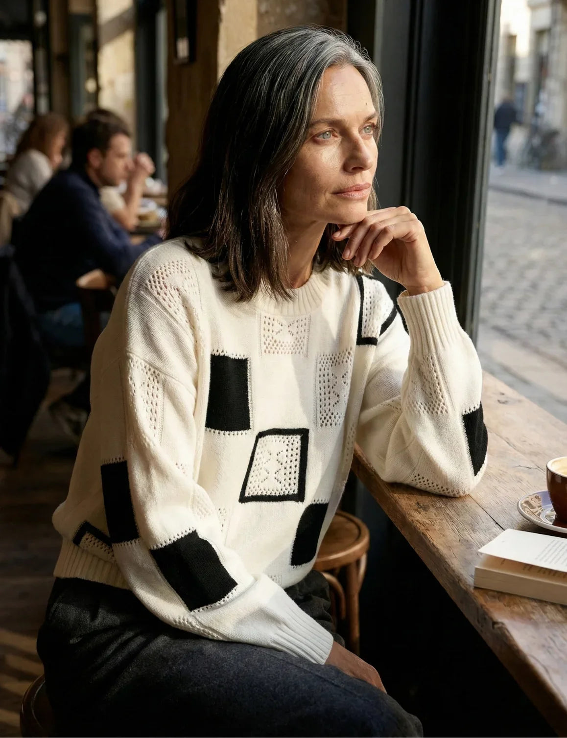Monochrome Patchwork Knit Jumper