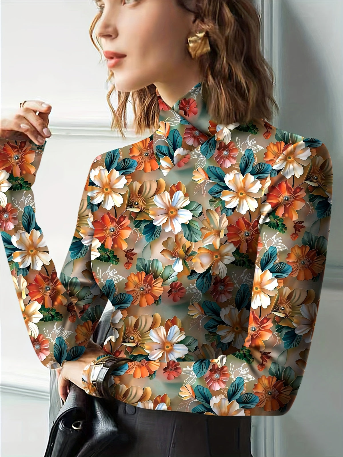 Lucille | Floral High-Neck Turtleneck