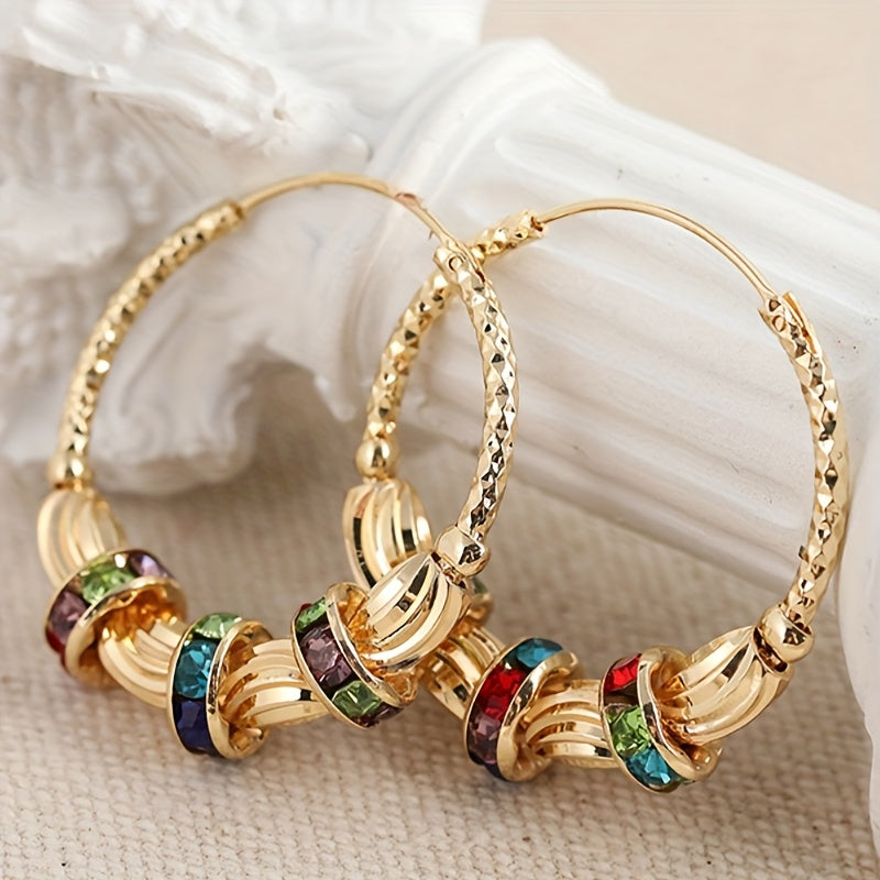 Elegant Golden Rainbow Zirconia Stone Earrings