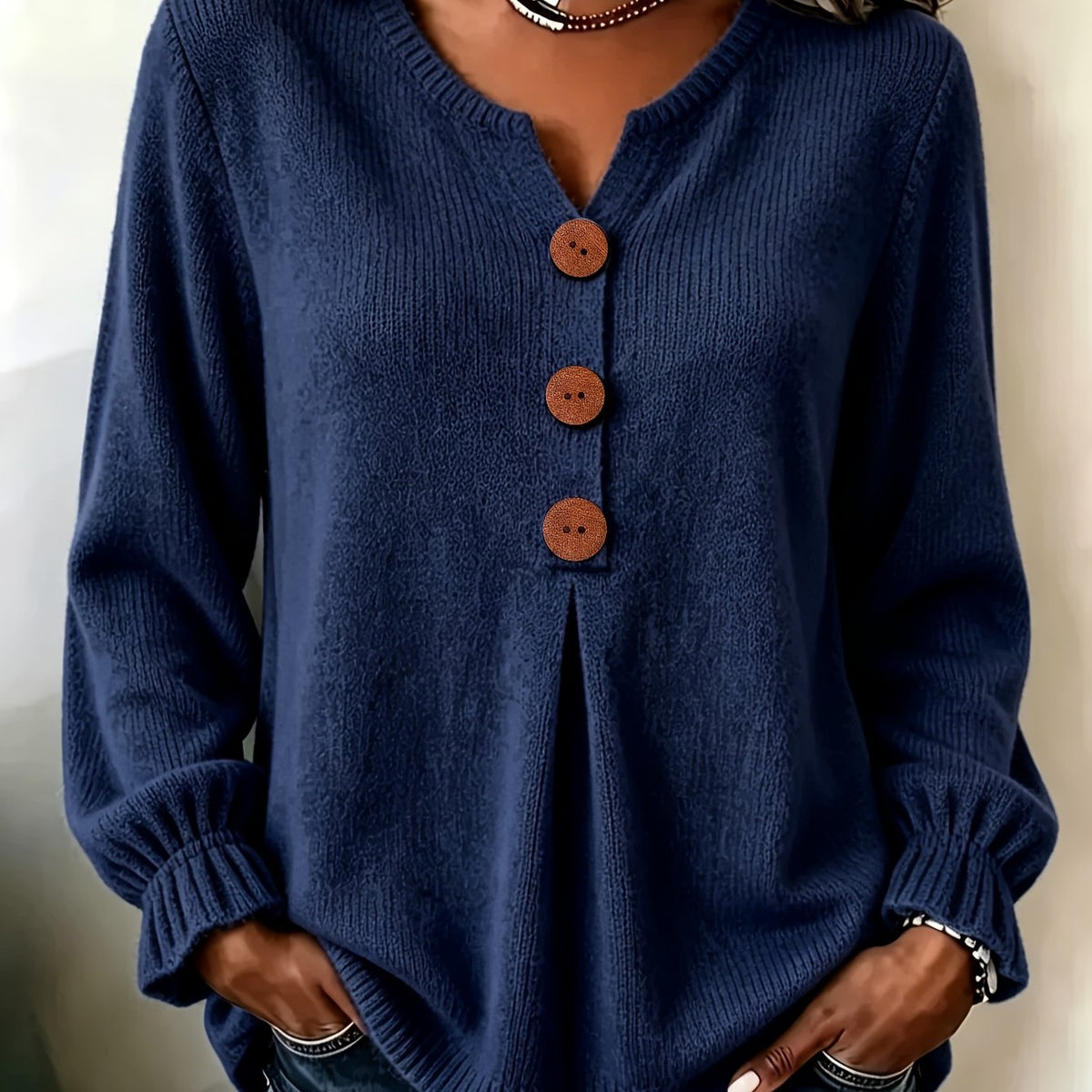 Cozy Pullover with Bell and Long Sleeves