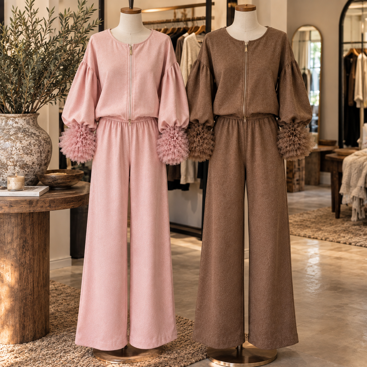 Marisol Lantern Sleeve Two-Piece Set