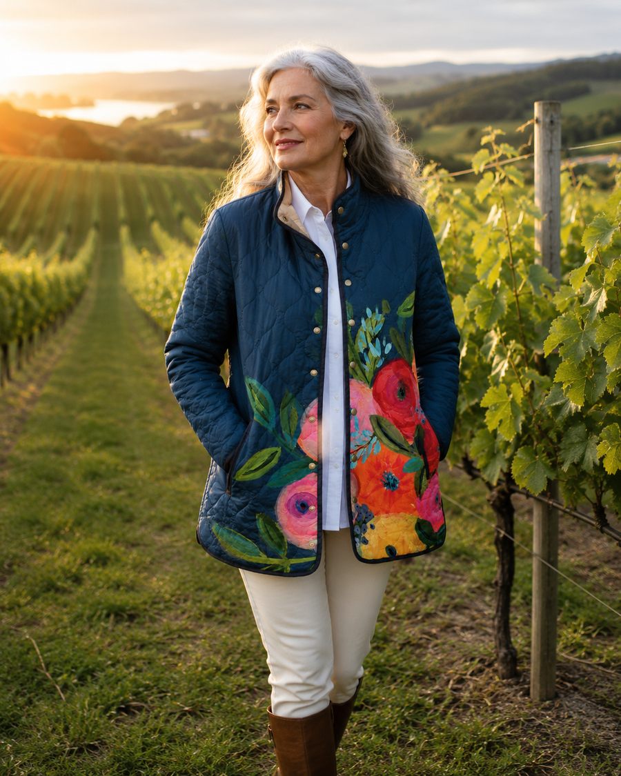 Amaya | Vintage Floral Print Quilted Jacket