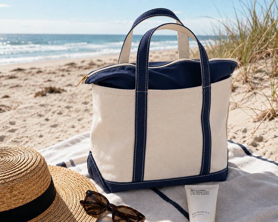 Canvas Beach Tote Bag – Zip Tote for Women